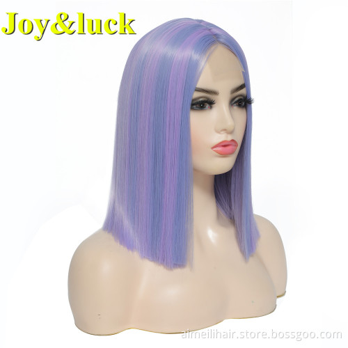 Highlight Brown Wholesale Wig Front Lace For Women Ladies Piano Wig Short Bob Natural Straight Lace Front Synthetic Hair Wigs